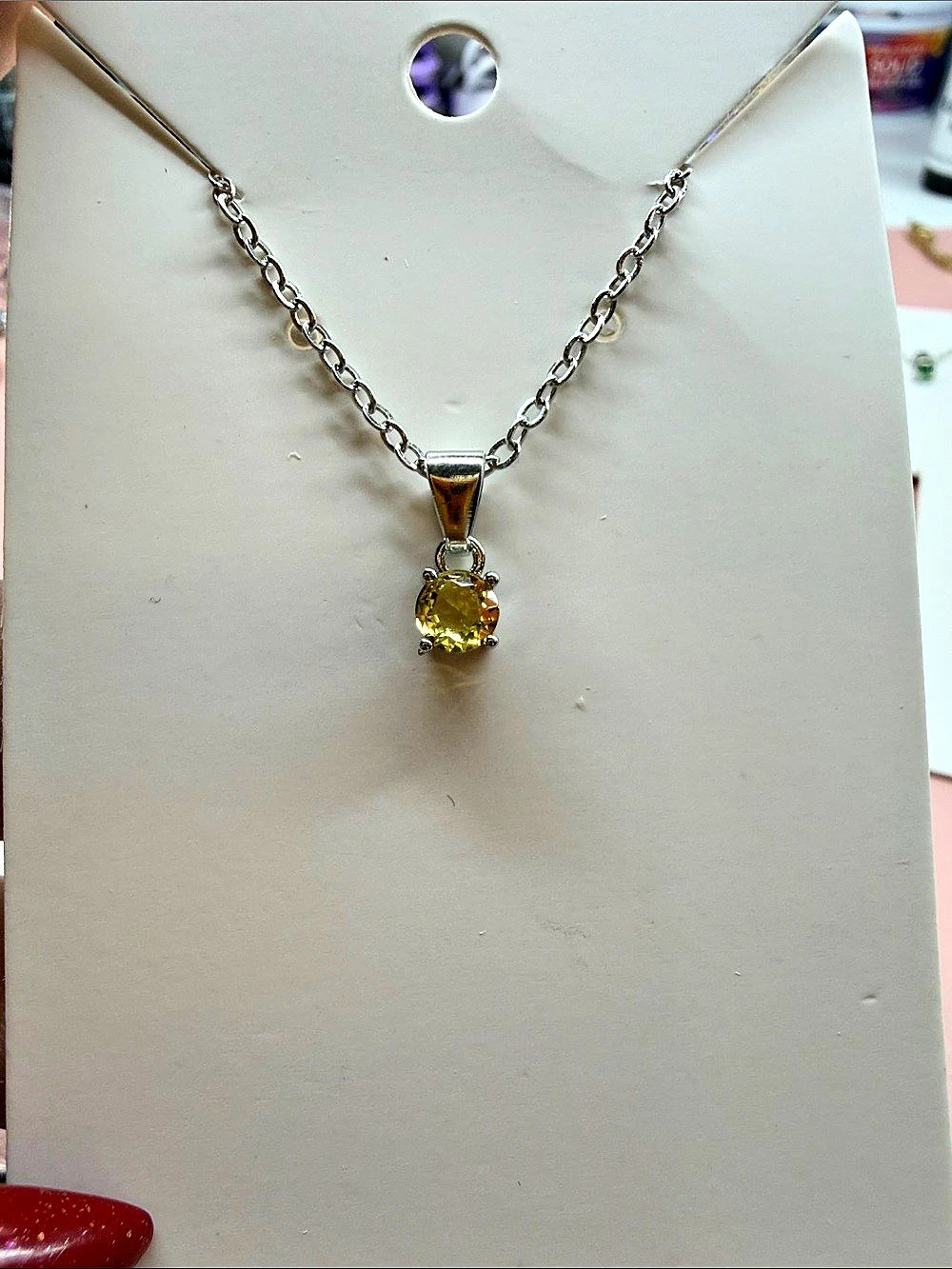 Yellow/green Peridot Stone Pendant Necklace